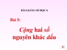 Bài giảng Số học 6 chương 2 bài 5: Cộng hai số nguyên khác dấu