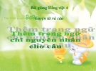 Bài Luyện từ và câu: Thêm trạng ngữ chỉ nguyên nhân - Bài giảng điện tử Tiếng việt 4 - GV.N.Phương Hà