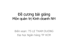 Bài giảng Quản trị kinh doanh ngân hàng: Chương 1 - TS. Lê Thẩm Dương