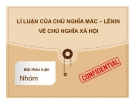 Bài thảo luận nhóm: Lí luận của chủ nghĩa Mác – Lênin về chủ nghĩa xã hội