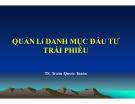 Bài giảng Quản lí danh mục đầu tư trái phiếu - TS.Trần Quốc Tuấn