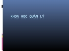 Bài giảng Khoa học quản lý