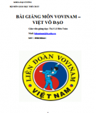 Bài giảng môn Vovinam – Việt võ đạo: Phần 1 - ThS. Lê Hữu Toàn