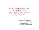 Thuyết trình: Ngăn ngừa khủng hoảng tài chính quốc tế, một chương trình cải tổ chưa hoàn tất