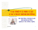 Bài giảng Vai trò và nhu cầu các chất dinh dưỡng - BS. Trương Thành Nam