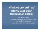 Bài giảng Kỹ năng của luật sư trong giai đoạn thi hành án dân sự - ThS. Lê Thị Lệ Duyên
