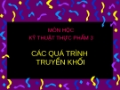 Bài giảng Kỹ thuật thực phẩm 3 - Các quá trình truyền khối: Chương I