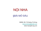 Bài giảng Nội nha: Bài mở đầu - NGND.GS.TS Hoàng Tử Hùng