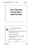 Bài giảng Kinh tế vi mô: Một số ứng dụng lý thuyết hành vi người tiêu dùng - Đặng Văn Thanh