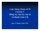 Bài giảng Đăng ký, lưu ký, bù từ và thanh toán chứng khoán