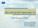 Bài giảng Phân tích lợi ích chi phí: Bài 4 - ThS. Phùng Thanh Bình