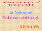 Bài Chính tả (Nghe - viết): Ngôi trường mới. Phân biệt ai/ay, s/x, dấu hỏi/dấu ngã - Bài giảng điện tử Tiếng việt 2 - GV.Ng.T.Tú