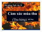 Bài giảng Ngữ văn 10 tuần 16: Cảm xúc mùa thu