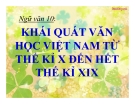 Bài giảng Ngữ văn 10 tuần 12: Khái quát văn học dân gian việt nam từ thế kỹ X đến hết thế kỹ XIX