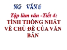 Slide bài Tính thống nhất về chủ đề của văn bản - Ngữ văn 8