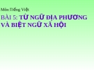 Slide bài Từ ngữ địa phương và biệt ngữ xã hội - Ngữ văn 8