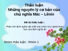 Thảo luận Những nguyên lý cơ bản của chủ nghĩa Mác - Lênin