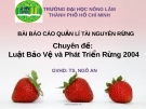 Thuyết trình Báo cáo Quản lý tài nguyên rừng chuyên đề: Luật bảo vệ và phát triển rừng 2004