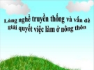 Đề tài: Làng nghề truyền thống và vấn đề giải quyết việc làm ở nông thôn