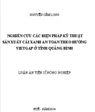 Luận án Tiến sĩ Nông nghiệp: Nghiên cứu các biện pháp kỹ thuật sản xuất cải xanh an toàn theo hướng Vietgap ở tỉnh Quảng Bình