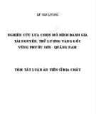 Tóm tắt Luận án Tiến sĩ Địa chất: Nghiên cứu lựa chọn mô hình đánh giá tài nguyên, trữ lượng vàng gốc vùng Phước Sơn - Quảng Nam