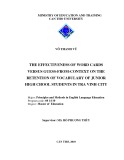 The effectiveness of word cards versus guess from context on the retention of vocabulary of junior high chool students in Tra Vinh city