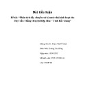 Bài tiểu luận: Phân tích dây chuyền xử lý nước thải sinh hoạt cho thị trấn Thắng - huyện Hiệp Hòa – tỉnh Bắc Giang