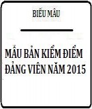 Mẫu bản kiểm điểm đảng viên năm 2015