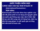 Bài giảng môn học Kinh tế Quốc tế