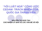 Bài giảng Nội luật hoá Công ước CEDAW: Trách nhiệm của quốc gia thành viên - Nguyễn Thị Hoài Thu