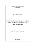Tóm tắt Luận văn Thạc sĩ Luật học: Nghĩa vụ của người quản lý trong công ty TNHH một thành viên