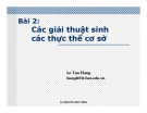 Bài giảng Bài 2: Các giải thuật sinh các thực thể cơ sở (28 trang) - Lê Tấn Hùng