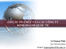Bài giảng Cơ cấu tổ chức của các công ty kinh doanh quốc tế - Lê Quang Nhật