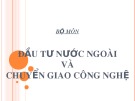 Bài giảng Đầu tư nước ngoài và chuyển giao công nghệ - Chương 2: Dự án đầu tư trực tiếp nước ngoài