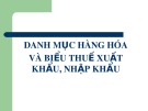 Bài giảng Danh mục hàng hóa và biểu thuế xuất khẩu, nhập khẩu
