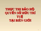 Bài giảng Chuyên đề: Sở hữu trí tuệ 2 - Thực thi bảo hộ quyền sở hữu trí tuệ tại biên giới