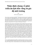 Nhận định chung về phát triển du lịch bền vững từ góc độ môi trường