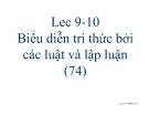 Bài giảng Trí tuệ nhân tạo - Bài 9, 10: Biểu diễn tri thức bởi các luật và lập luận