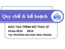 Bài giảng Quy chế & kế hoạch: Đào tạo trình độ Thạc sĩ