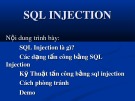 Bài giảng SQL Injection