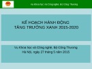 Báo cáo: Kế hoạch hành động tăng trưởng xanh 2015-2020