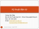 Bài giảng Kỹ thuật điện tử: Chương 3  - Hoàng Văn Hiệp