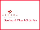 Bài giảng Sao lưu & Phục hồi dữ liệu