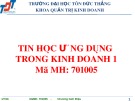 Bài giảng Tin học ứng dụng trong kinh doanh 1: Chương 0 - ĐH Tôn Đức Thắng