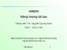Bài giảng Năng lượng tái tạo: Chương 3 (Bài 8) - TS. Nguyễn Quang Nam