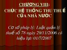 Bài giảng Chương VIII: Chức hệ thống thu thuế của nhà nước