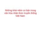 Bài giảng Những khái niệm cơ bản trong văn hóa nhận thức truyền thống Việt Nam