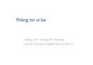 Bài giảng Thông tin Viba - Trương Thu Hương