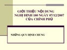 Giới thiệu nội dung Nghị định 180 ngày 07/12/2007 của Chính phủ