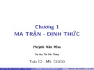 Bài giảng Toán C2: Chương 1 - ThS. Huỳnh Văn Kha